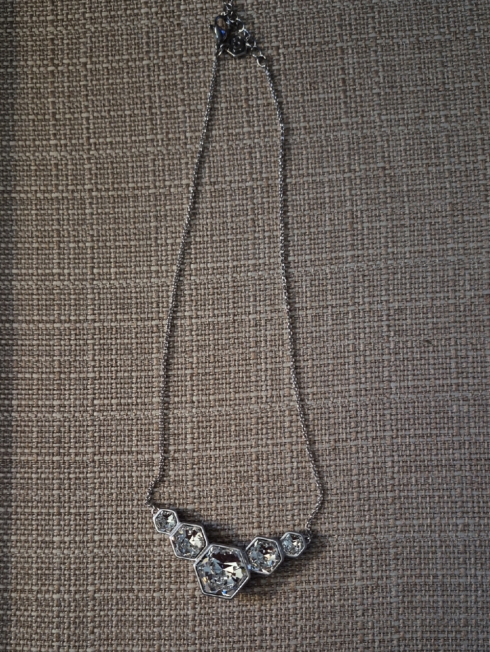 Touchstone Crystal Silver Geometric Crystal Pendant Necklace